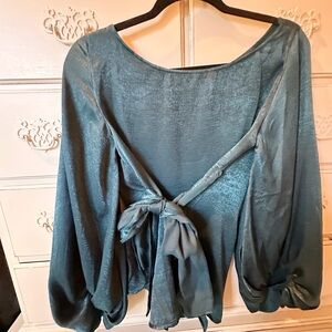 Satin Tie-Back Women's Top in Teal